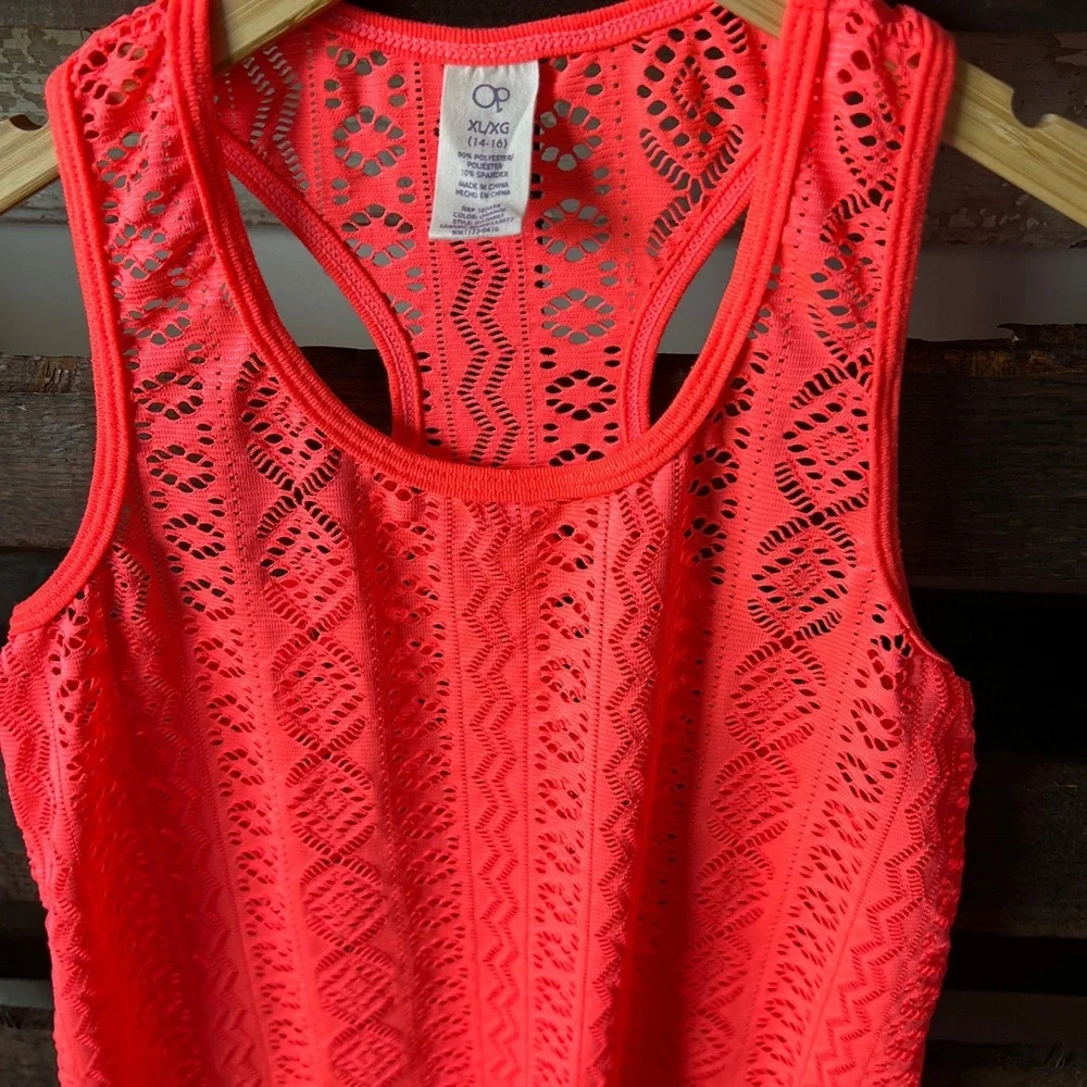 OP Girls Racerback Swimsuit Coverup in Orange XL (14-16)